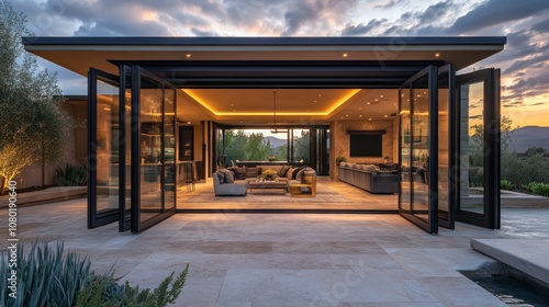 Wallpaper Mural Modern home with open concept living space and large glass doors. Torontodigital.ca