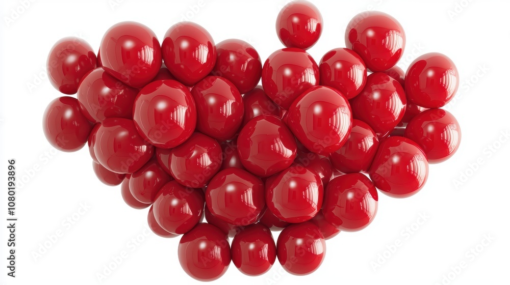 Red balloons in a heart-shaped arrangement, vibrant and cheerful, artistic and playful, isolated on white background Red balloons in a heart-shaped arrangement, vibrant and cheerful, artistic and playful, isolated on white background