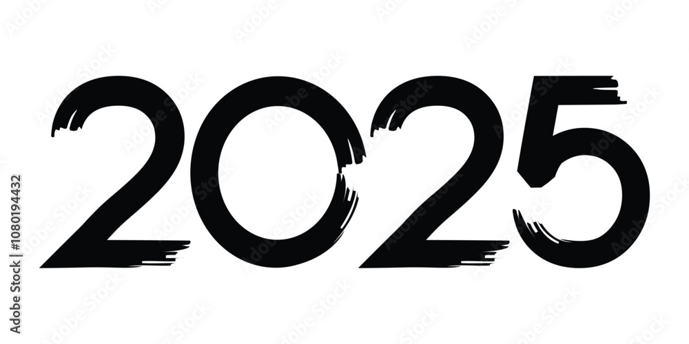 hand drawn 2025 for new year. brush painted 2025 number design for poster, banner, website