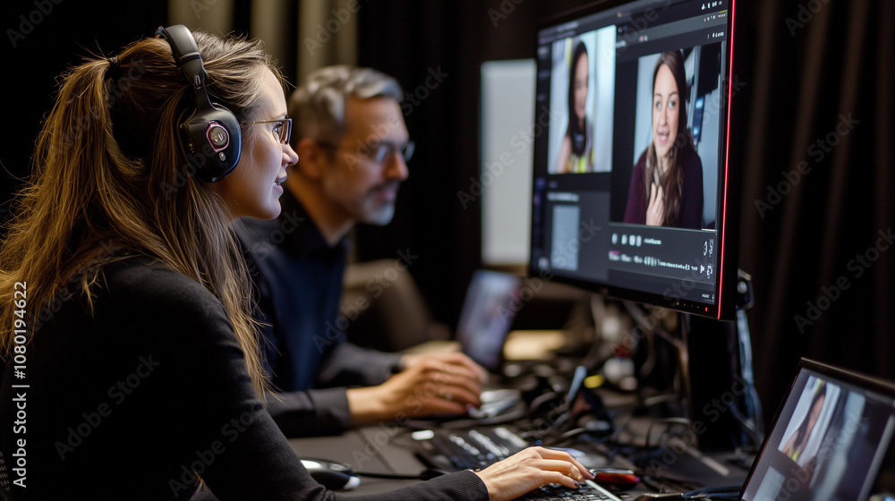 Webinar hosts presenting to an engaged online audience Webinar hosts presenting to an engaged online audience
