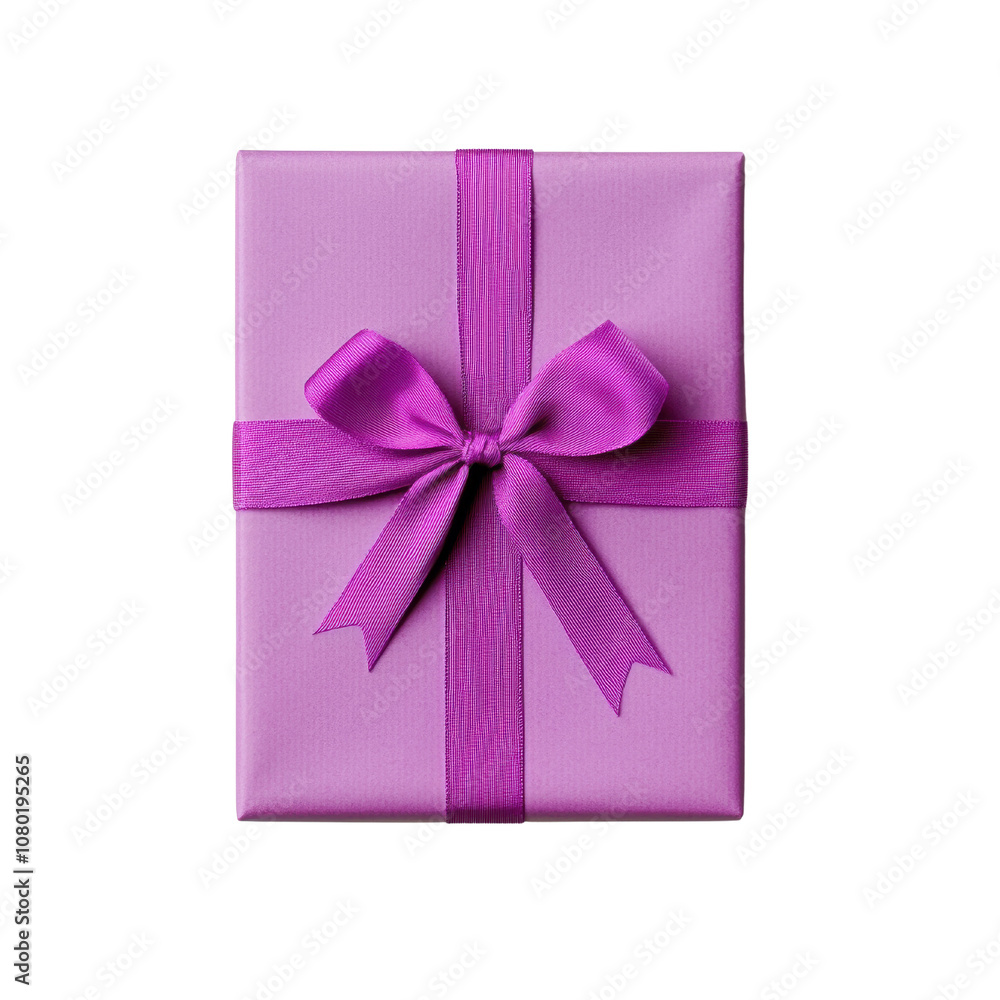 A beautifully wrapped purple gift box with a ribbon, perfect for celebrations and special occasions, isolated on a white background. A beautifully wrapped purple gift box with a ribbon, perfect for celebrations and special occasions, isolated on a white background.