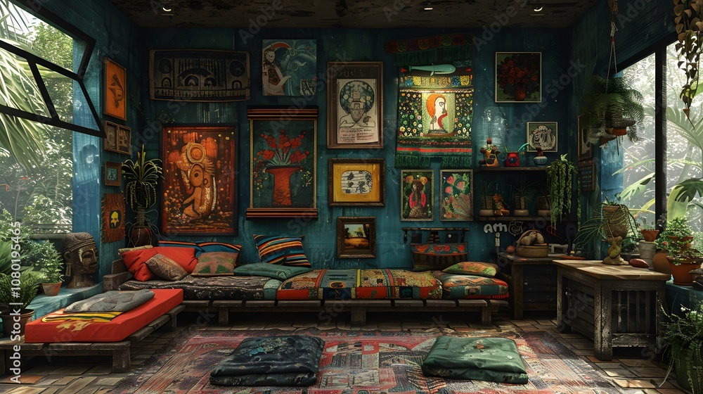 Fototapeta premium Artistic studio decor showcase the artistic decor. AI generated