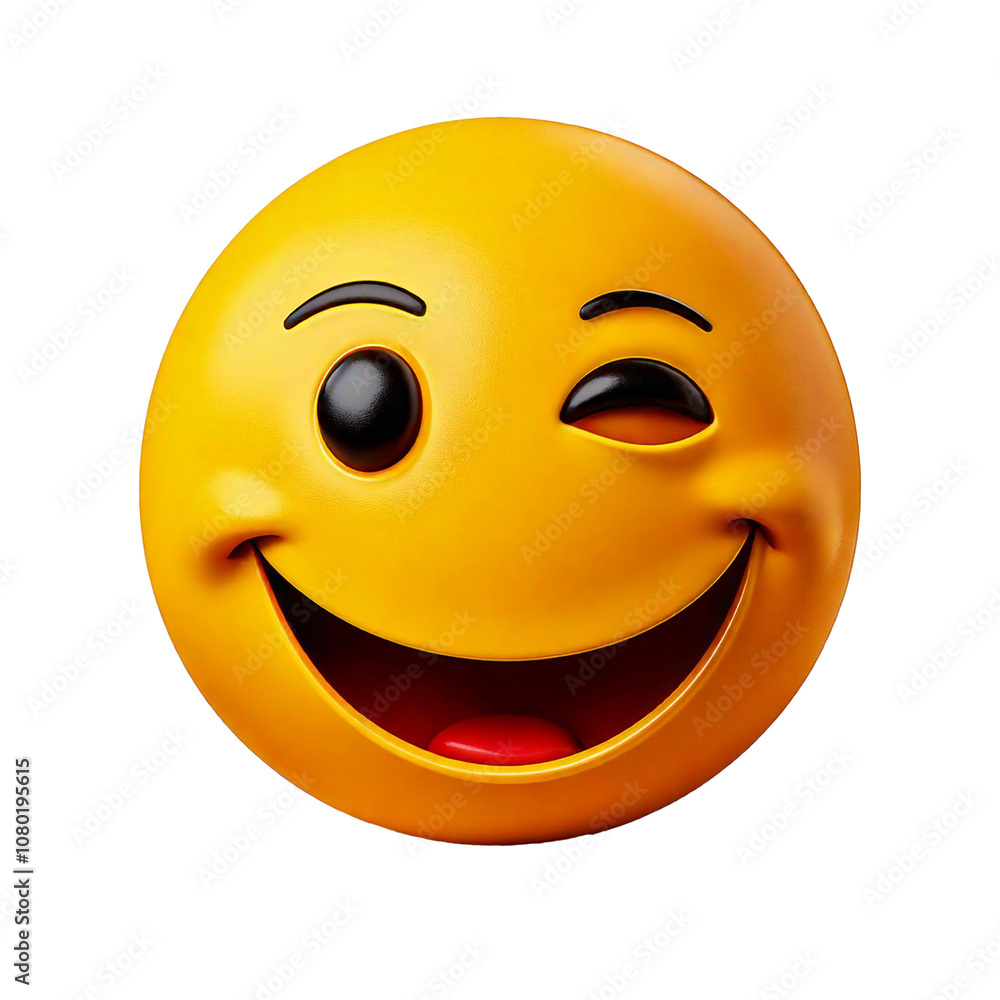 Fototapeta premium Emoji - 3D Winking face smiley white background cutout transparent png