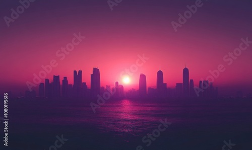 Doha skyline Qatar during a serene sunset