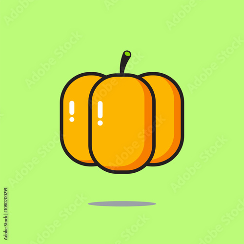 Pumpkin fruit vector icon illustration in cartoon style