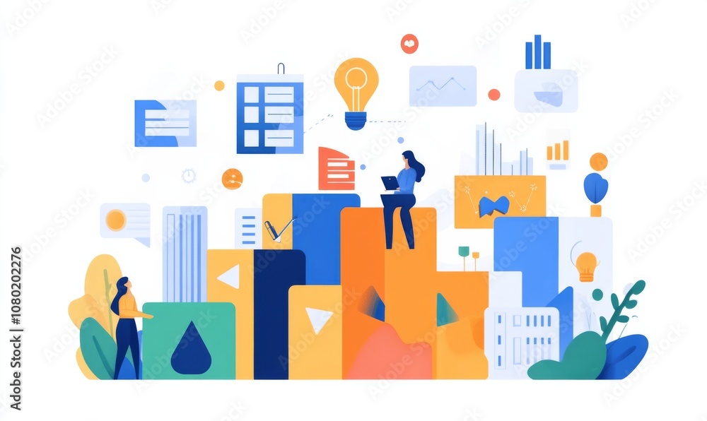 Dynamic business environment showcasing the concept of business agility, with symbols representing company transformation towards higher efficiency and rapid adaptation to market changes Dynamic business environment showcasing the concept of business agility, with symbols representing company transformation towards higher efficiency and rapid adaptation to market changes