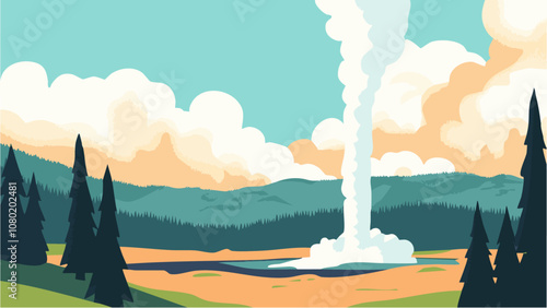 Yellowstone’s Old Faithful- A Powerful Eruption