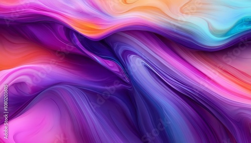 Vivid Rainbow Colored and Abstract Swirls and Whorls Background, Perfect For Digital Art Projects