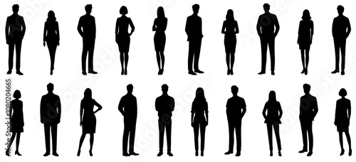 Silhouettes of businesspeople in various poses.