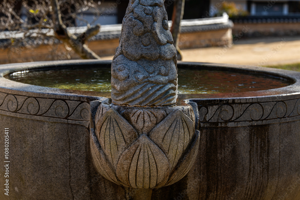 stone fountain in the Buddhist temple stone fountain in the Buddhist temple