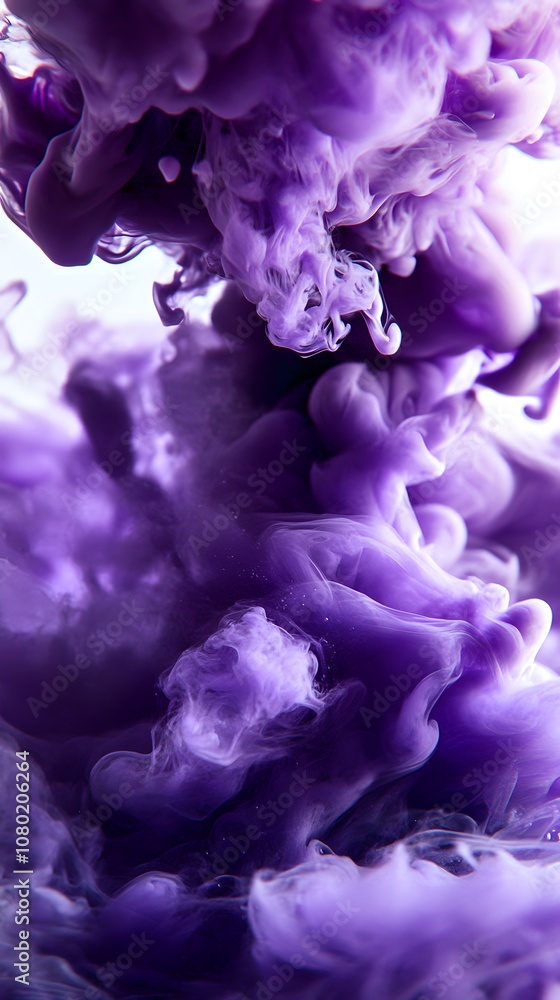 Purple ink flowing in water, creating beautiful shapes of women and men's bodies. The background is white. The purple color flows like liquid on the surface. Purple ink flowing in water, creating beautiful shapes of women and men's bodies. The background is white. The purple color flows like liquid on the surface.