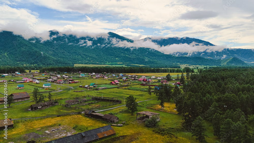 Obraz premium a village in the Altai mountains of Multa
