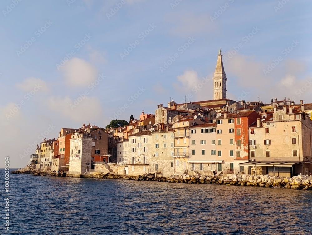 Touristic destination Rovinj, istria, Croatia. Panoramic view of the coast and town. Touristic destination Rovinj, istria, Croatia. Panoramic view of the coast and town.