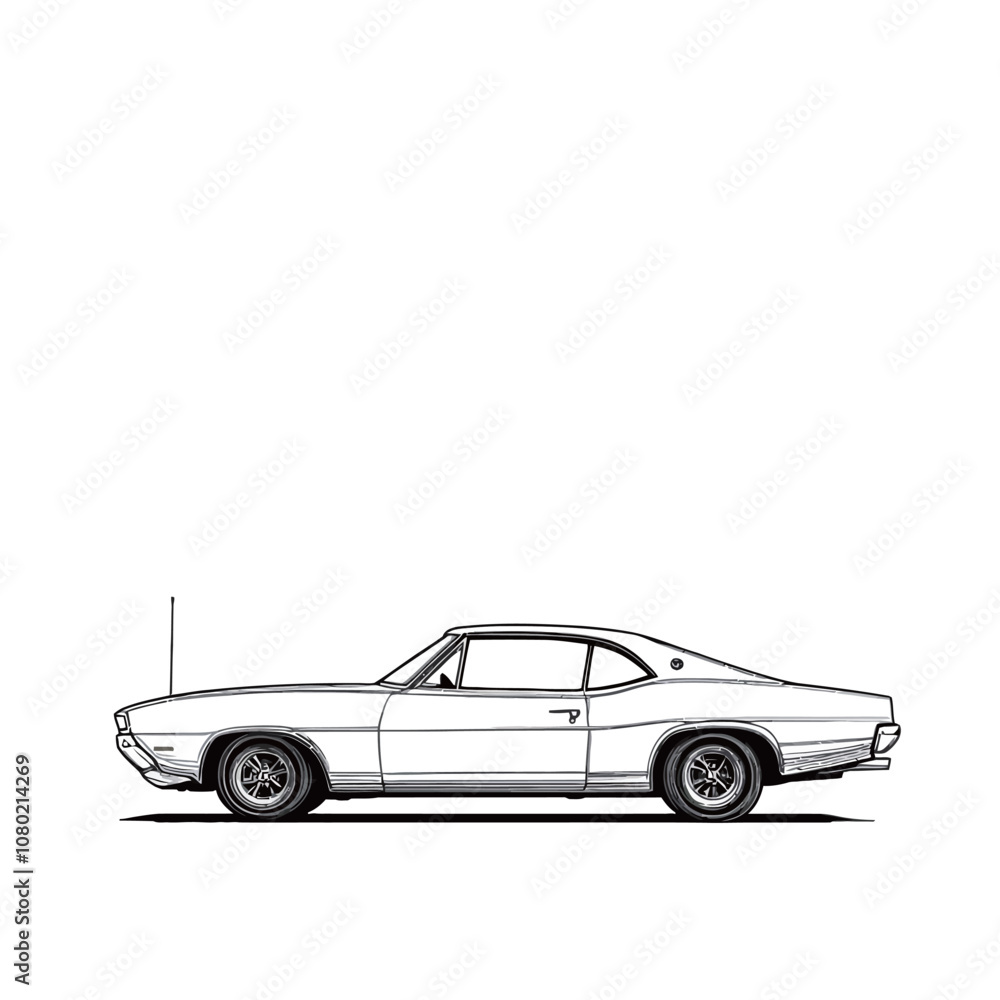 Fototapeta premium retro car on a white background, vector illustration.eps