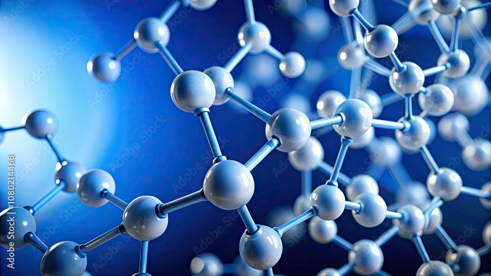 Abstract White Molecular Structure on a Blue Background - Minimalist Photography of Molecular Designs, Scientific Art, Modern Aesthetics, and Clean Lines Abstract White Molecular Structure on a Blue Background - Minimalist Photography of Molecular Designs, Scientific Art, Modern Aesthetics, and Clean Lines
