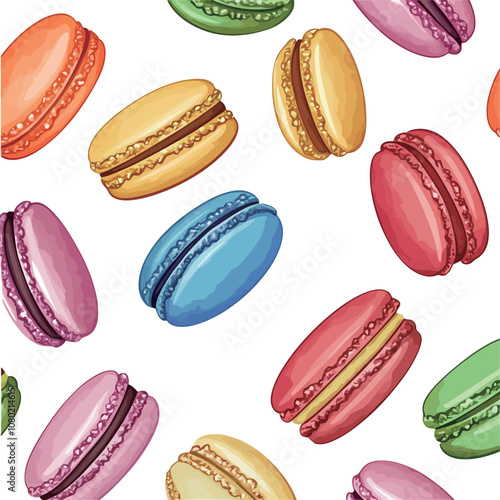 Seamless pattern with colorful macaroons. Vector illustration..eps