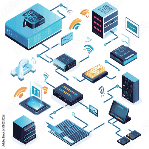 Set of isometric icons on the topic of the Internet of Things..eps