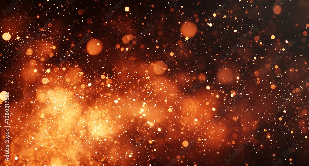 Fototapeta premium Fire embers and particles over a black background