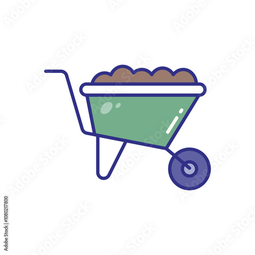 Wheelbarrow vector icon stock illustration