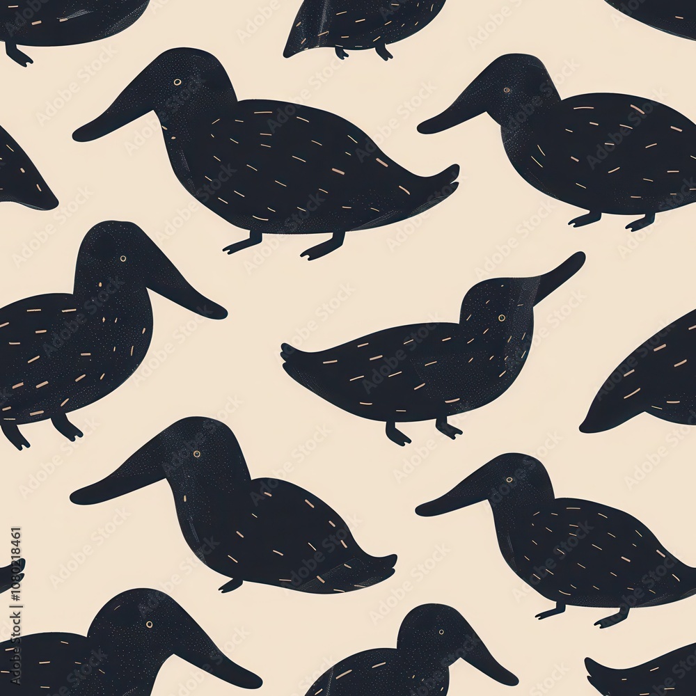 Seamless Minimalist Pattern Featuring Playful Platypus Design Perfect for Fabric and Textile Applications in Modern Decor and Fashion Seamless Minimalist Pattern Featuring Playful Platypus Design Perfect for Fabric and Textile Applications in Modern Decor and Fashion