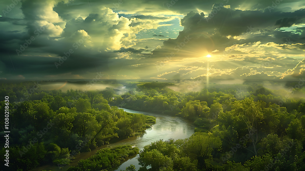 A_serene_landscape_depicting_a_tranquil_river_wind A_serene_landscape_depicting_a_tranquil_river_wind