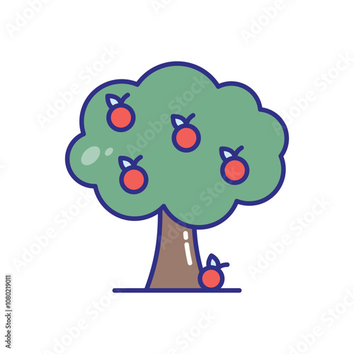 Fruit Tree vector icon stock illustration