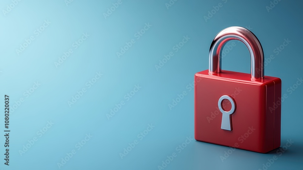 Red padlock on blue background, symbolizing security protection and data privacy in the digital age Red padlock on blue background, symbolizing security protection and data privacy in the digital age