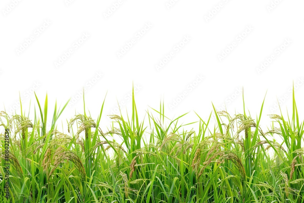 Golden Rice Stalks in Field with Solid Background Golden Rice Stalks in Field with Solid Background