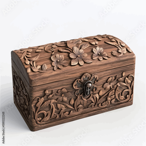 Wooden chest on a white background. 3d render image..eps