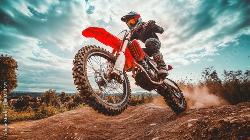 Dynamic Motocross Rider in Midday Light