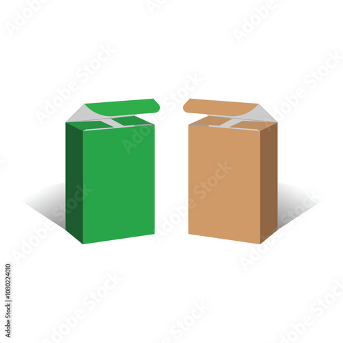 Straight tuck end teblate box template, with 3D, vector file