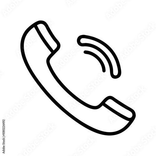 A simple line drawing of a classic telephone handset with sound waves representing an incoming call, set against a plain background, illustrating the concept of communication and connectivity