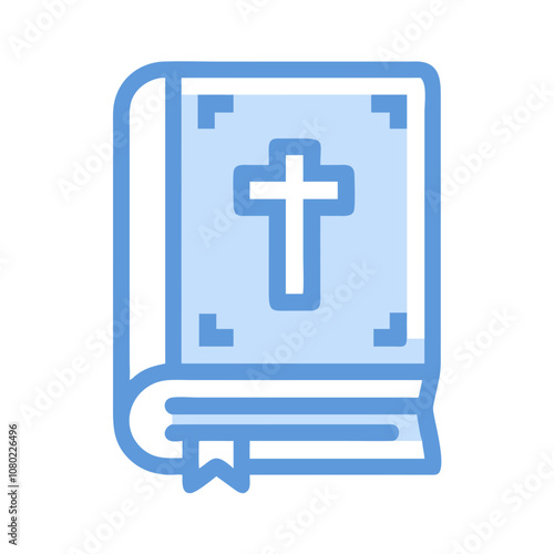 A beautifully designed light blue Bible with a cross on the cover, resting on a clean surface, symbolizing faith and spirituality