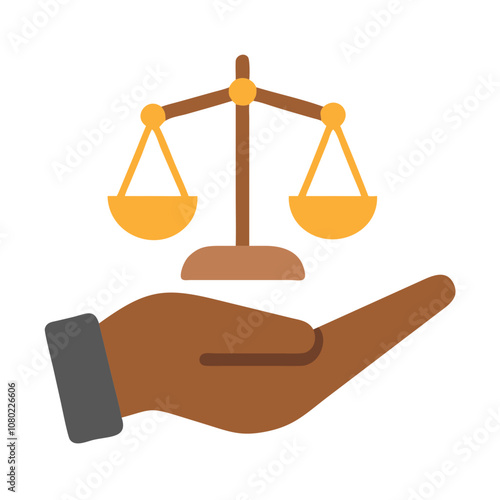 A hand supporting a balanced scale symbolizing justice and fairness in legal matters, representing advocacy for equality and human rights in a community setting