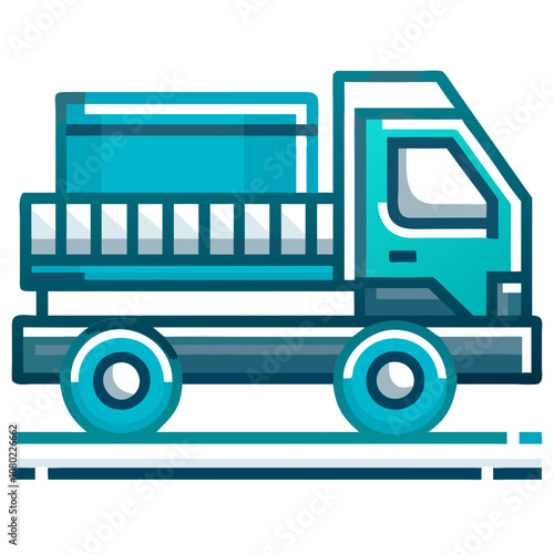 A modern delivery truck driving on a road showcasing its sleek design and vibrant colors while participating in transportation activities in a busy urban environment during daylight