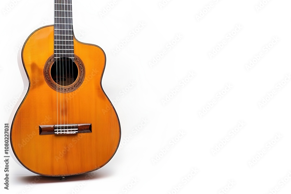 Fototapeta premium Traditional Flamenco Guitar with Solid Background