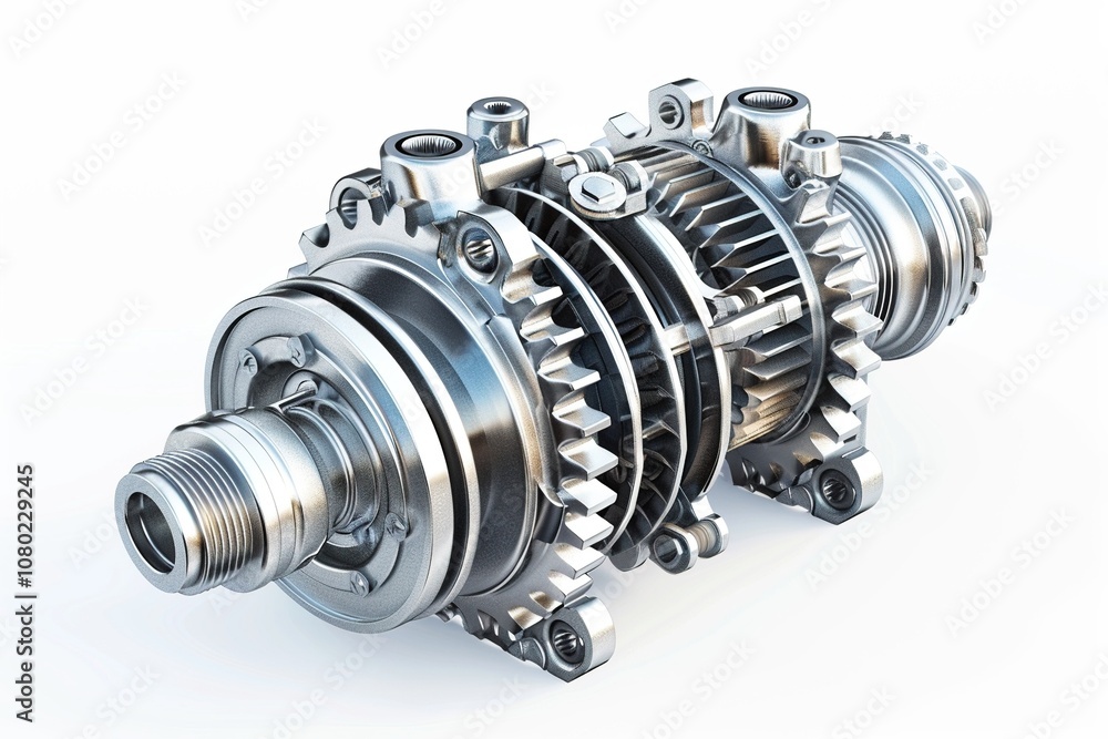 Industrial Gearbox Assembly with Solid Background Industrial Gearbox Assembly with Solid Background