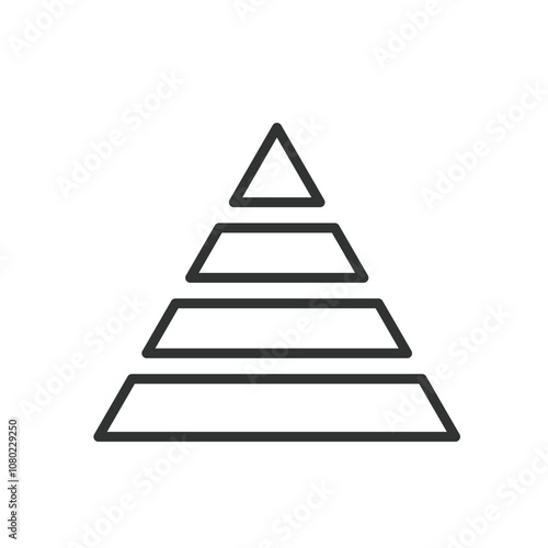 Pyramid chart, icon in line design. Pyramid, chart, hierarchy, levels, structure, data, layers on white background vector. Pyramid chart editable stroke icon