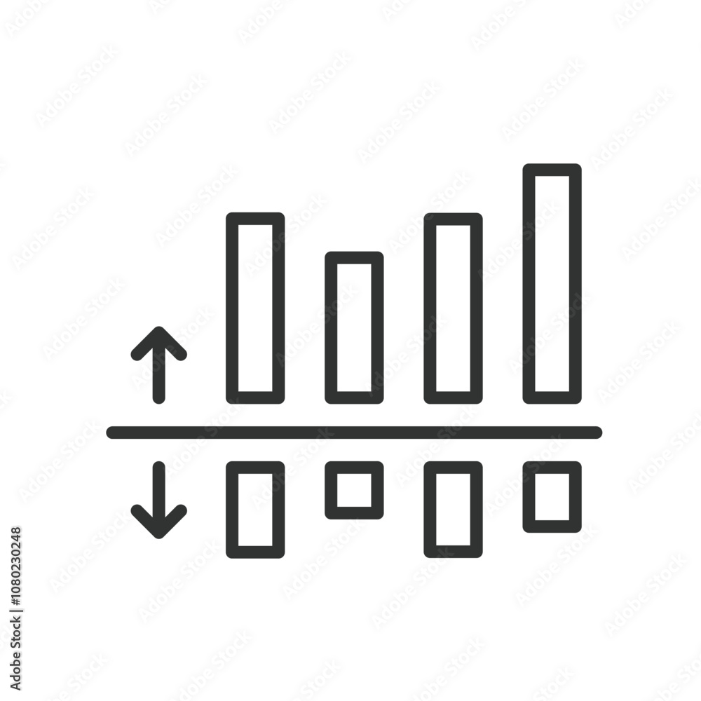 Graph Up Down, icon in line design. Graph, up, down, trend, fluctuations, rise, fall on white background vector. Graph Up Down editable stroke icon Graph Up Down, icon in line design. Graph, up, down, trend, fluctuations, rise, fall on white background vector. Graph Up Down editable stroke icon
