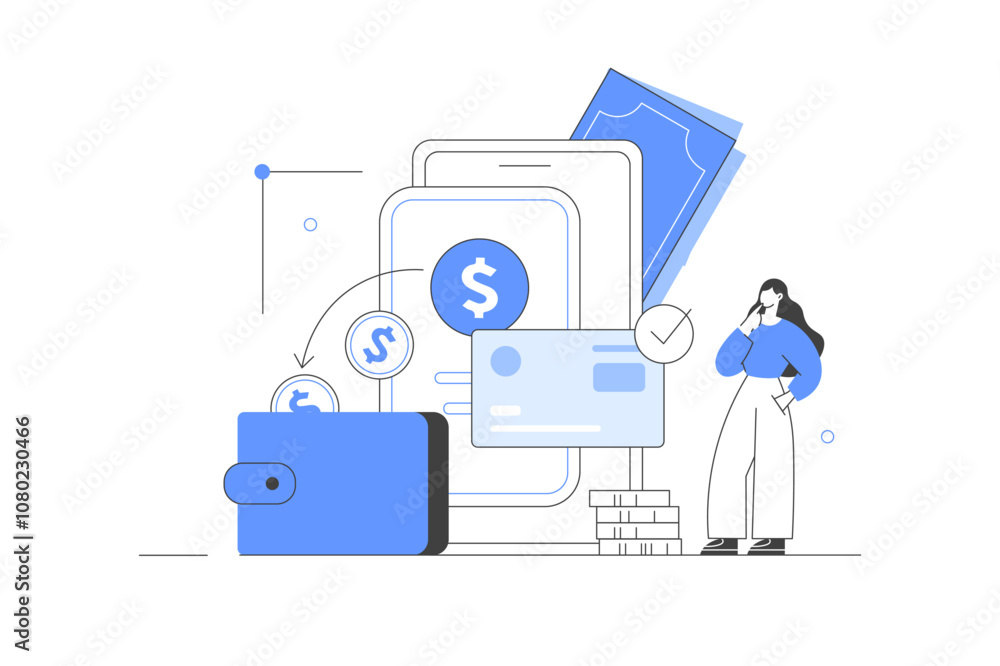 Character paying online and receiving bonus money or reward back on credit card. Cashback, financial savings and money refund concept. Flat Cartoon Vector Illustration, icon. Stylish, Minimalist Character paying online and receiving bonus money or reward back on credit card. Cashback, financial savings and money refund concept. Flat Cartoon Vector Illustration, icon. Stylish, Minimalist