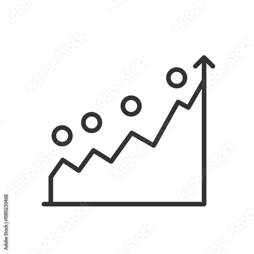 Growth points graph, icon in line design. Growth, points, graph, data, increase, trends, progress on white background vector. Growth points graph editable stroke icon