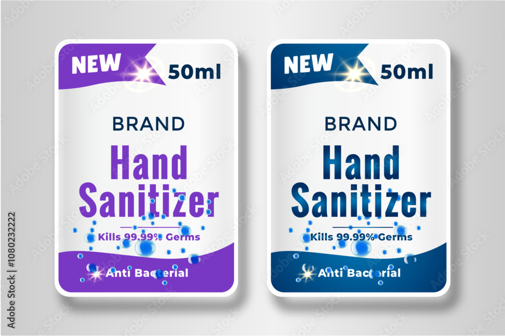 Vector realistic hand sanitizer label set design template Vector realistic hand sanitizer label set design template