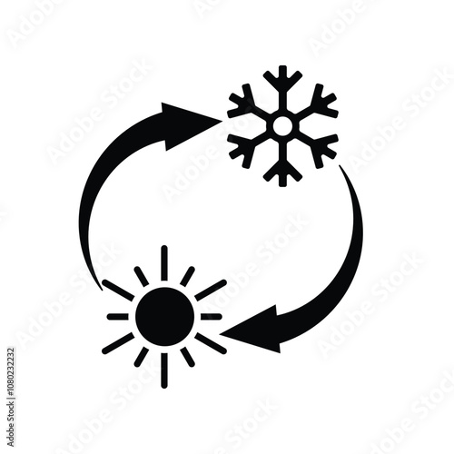 season icon. Signs all season long. Sun and snowflake together icon. Winter, summer and all weather. solid design style. vector design template