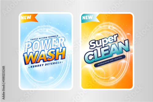 laundry detergent and disinfectant labels or stickers design template