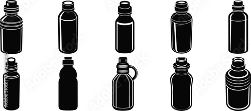 Set of bottle silhouette vector