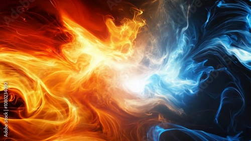 Abstract elemental energy background that showcases fire, water, earth, and air in a unified, harmonious design