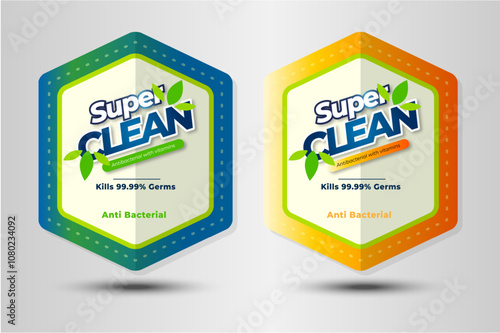 laundry detergent and disinfectant labels or stickers design template