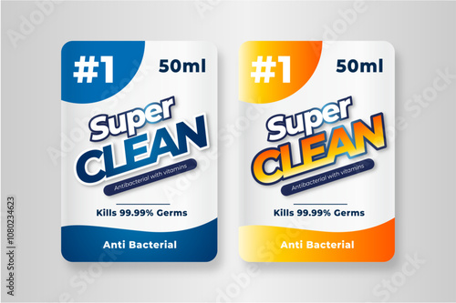 laundry detergent and disinfectant labels or stickers design template