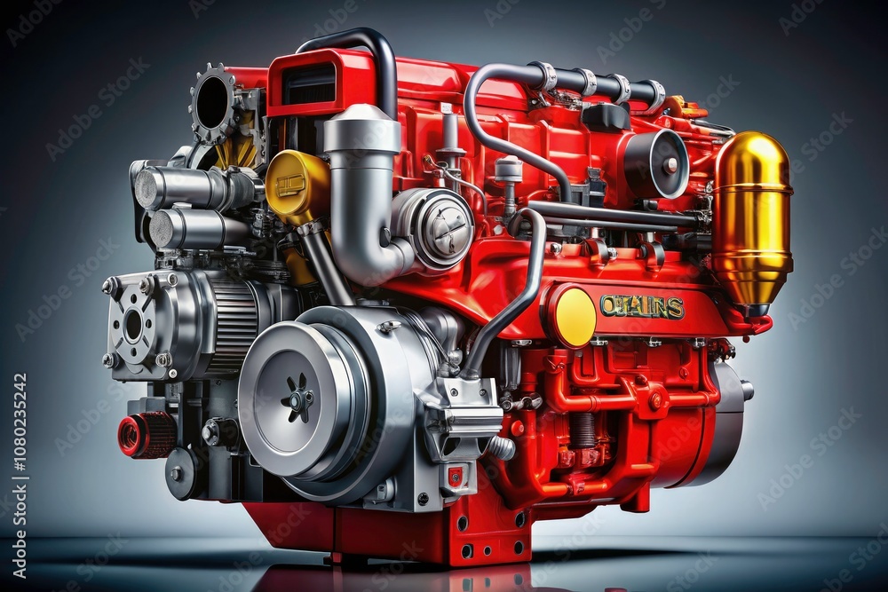 Night Photography of a Diesel Engine on a Gray Background with Dramatic Lighting, Industrial Aesthetics, and Detailed Mechanical Features for Automotive and Engineering Enthusiasts Night Photography of a Diesel Engine on a Gray Background with Dramatic Lighting, Industrial Aesthetics, and Detailed Mechanical Features for Automotive and Engineering Enthusiasts