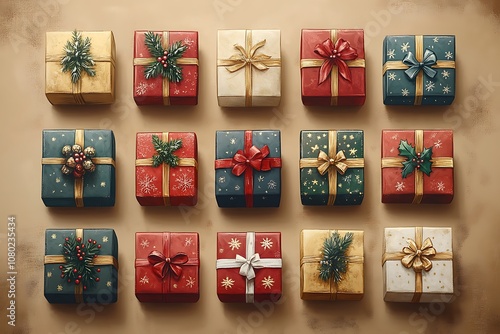 Gift Boxes for Christmas and New Year, Winter Holiday, Birthday, Valentines Day, celebrate, beautiful gift boxes with satin ribbon